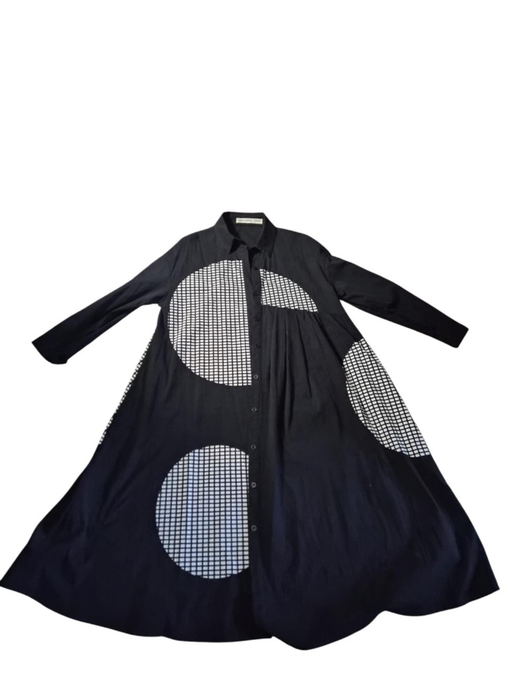 Helon Melon | Black and White Abstract Long Jacket | Size Large - Picture 6 of 8
